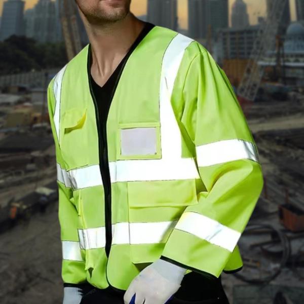 反射ベスト 長袖 高視認 ベスト マルチポケット 請負業者 消防士 造園業