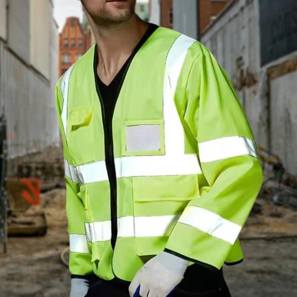 反射ベスト 長袖 高視認 ベスト マルチポケット 請負業者 消防士 造園業