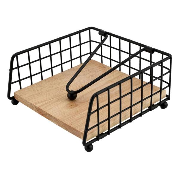 テーブルオーガナイザー用ナプキンホルダー。重みのあるアーム付き。スタイリッシュな木製ベース。結婚式、屋外パーティーに最適なフラットナプキンディスペンサ