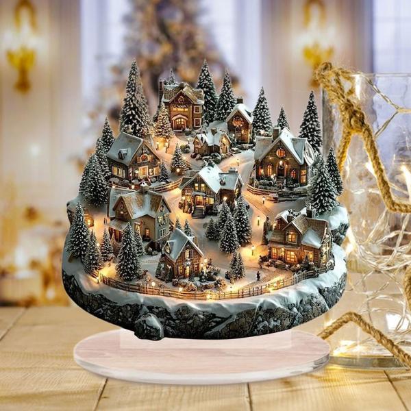クリスマスデコレーション デスクトップデコレーション テーブル ギフトオーナメント 雪景色ハウス アクリルハウスプレート テーブル 寝室用