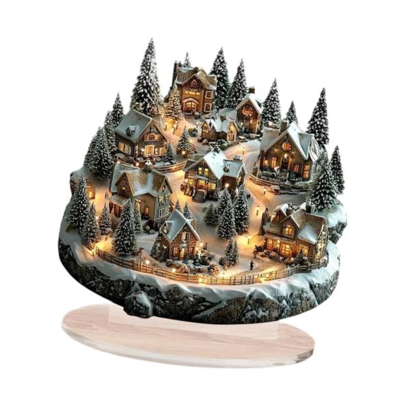クリスマスデコレーション デスクトップデコレーション テーブル ギフトオーナメント 雪景色ハウス アクリルハウスプレート テーブル 寝室用