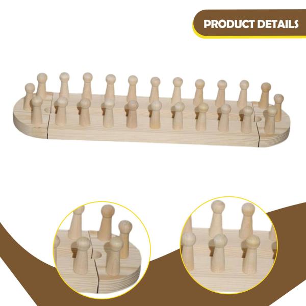 木製編み機ブランケット織機、DIYスローブランケット織りフレーム用木製ベースとペグ、リラックス糸工芸用頑丈