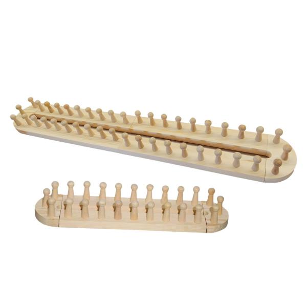 木製編み機ブランケット織機、DIYスローブランケット織りフレーム用木製ベースとペグ、リラックス糸工芸用頑丈