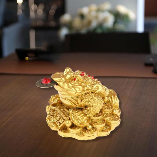 樹脂製 中国風 幸運のカエル像 テーブル飾り 伝統的な三本足のカエル レストラン ショップ 装飾 多目的