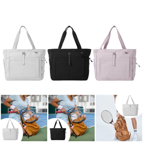 テニストートバッグ、独立したシューズコンパートメント付き、多機能、大容量、バドミントンラケットバッグ、バドミントンラケットタオル用