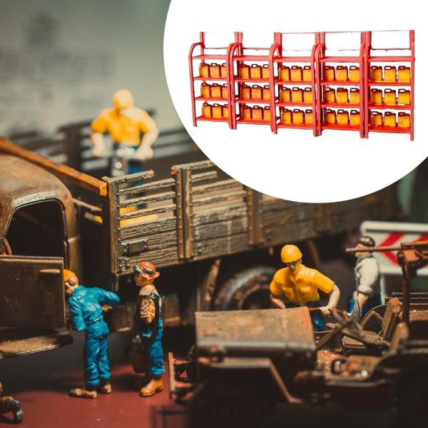 ガレージオイルバレルラック、1:64スケールモデル、車の装飾、ワークショップ、シーン小道具