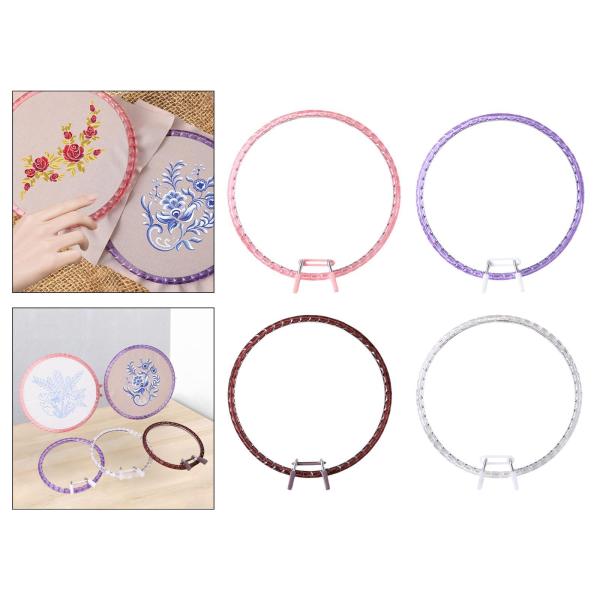 刺繍枠 ラウンドクロスステッチ枠 アクリル製 軽量クロスステッチリング スプリングテンション 裁縫用 アートクラフト ガーランド用