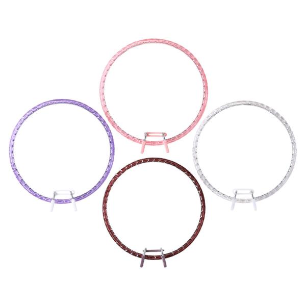 刺繍枠 ラウンドクロスステッチ枠 アクリル製 軽量クロスステッチリング スプリングテンション 裁縫用 アートクラフト ガーランド用