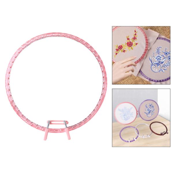 刺繍枠 ラウンドクロスステッチ枠 アクリル製 軽量クロスステッチリング スプリングテンション 裁縫用 アートクラフト ガーランド用