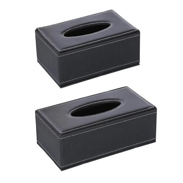ティッシュボックスカバー ミニマリスト装飾オーガナイザー ティッシュディスペンサー ブラック PUレザー カウンタートップ 車 オフィス デスク リビ
