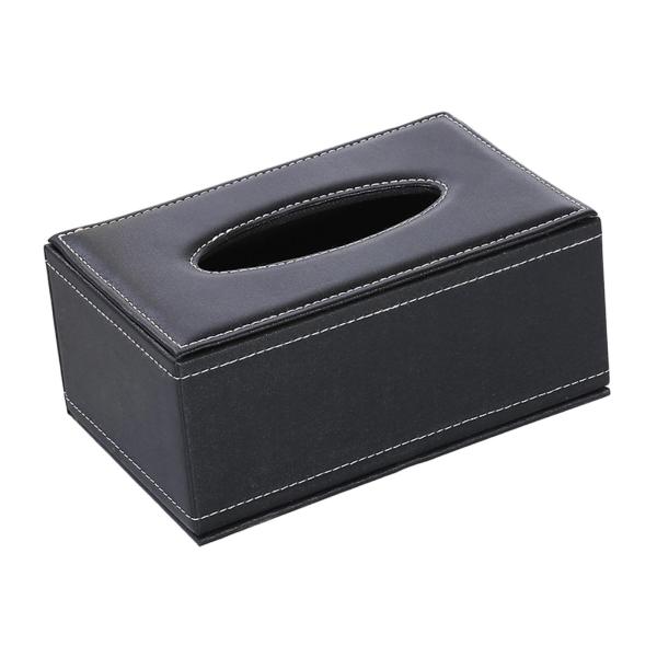 ティッシュボックスカバー ミニマリスト装飾オーガナイザー ティッシュディスペンサー ブラック PUレザー カウンタートップ 車 オフィス デスク リビ