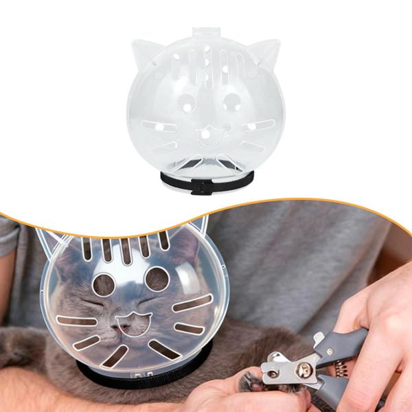猫用口輪 ペット用口カバー 噛みつき防止 舐め防止 ヘッドカバー ヘルメット 透明ボール型 グルーミング 入浴 自宅 旅行