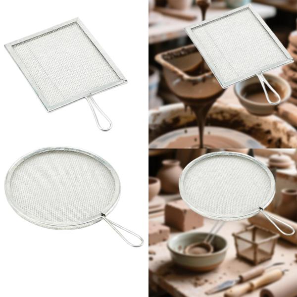 セラミック釉薬フィルターメッシュ、釉薬泥ストレーナー、多目的陶器ツール陶器フィルター、アート用品の濾過用ハンドル付き