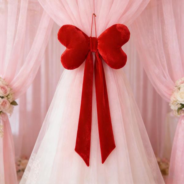 赤いリボンの吊り下げ装飾、クリスマスツリーの飾り、結婚式、屋内屋外、クリスマスオーナメント、バレンタインデー、誕生日用の蝶結び