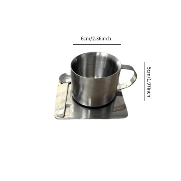 ステンレススチール製コーヒーカップ アウトドア キャンプ用マグカップ 断熱ウォーター ソーサーとスプーン付き レストラン オフィス用