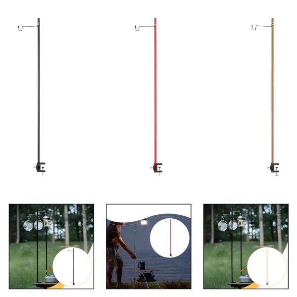 キャンプ用ランタンスタンド ランタンポールハンガー 取り外し可能なフック ステンレススチール 軽量 旅行 釣り BBQ キャンプ用ライトポール