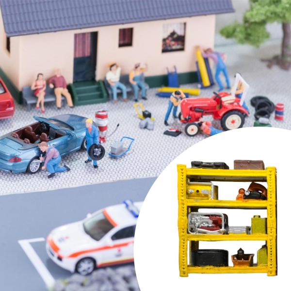 1/64スケールの自動車修理工場用棚、ミニチュア建築物、作業場展示、写真撮影用ジオラマ、機械ラックモデル