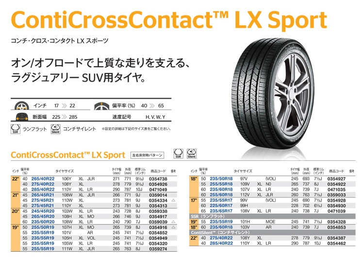 クリスマス特集2022 送料無料 SUV CONTINENTAL CrossContact LX Sport