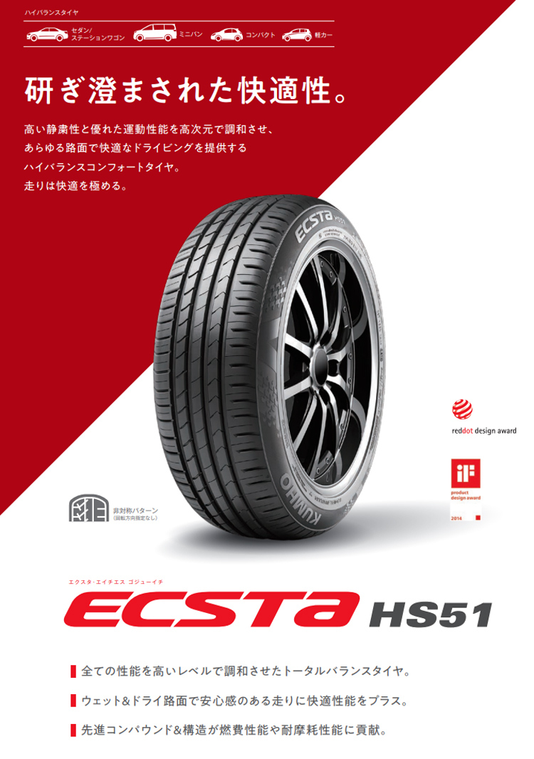 クムホ 165/40R16 73V XL エコスタ HS51【新品 サマータイヤ 安い 1本