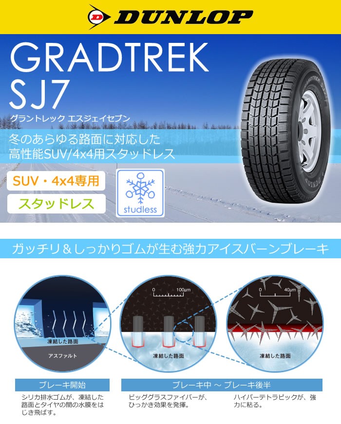 特殊部隊DUNLOP ダンロップ グラントレック SJ7 235/70R16 スタッドレス　4本セット 中古品