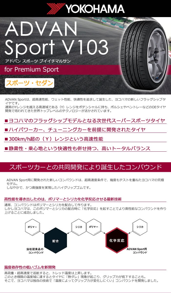 ADVAN ヨコハマタイヤ 225/50RF17 94Y V103 アドバンスポーツ ADVAN ヨコハマタイヤ 225/50RF17 94Y V103 アドバンスポーツ