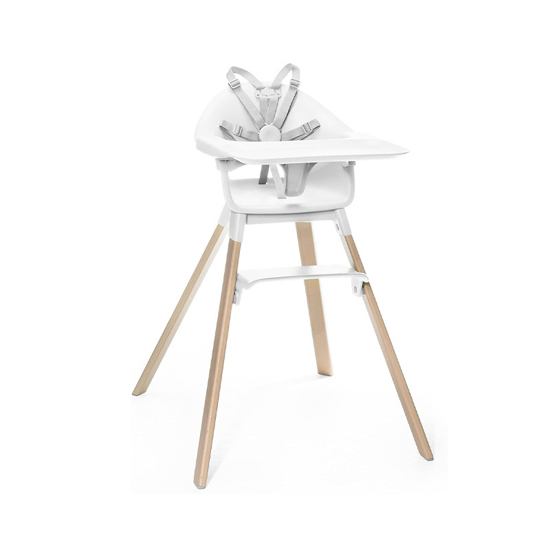 【美品】STOKKE ストッケ　ハイチェア　ベビーチェア クリック　ホワイト STOKKE ストッケ クリック ハイチェア トレイ ハーネス 付き