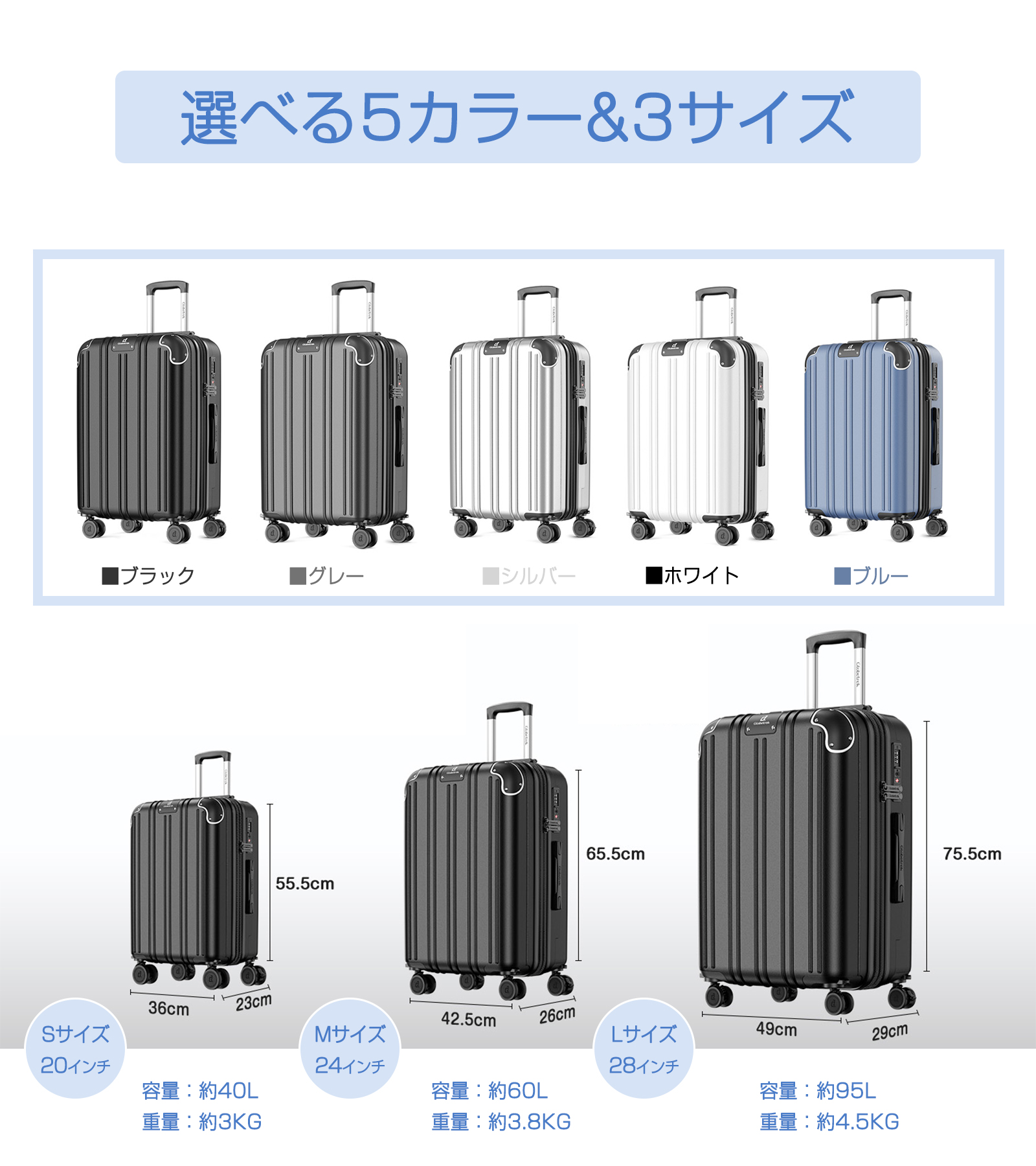 スーツケース キャリーケース 機内持ち込み Sサイズ 容量約40L