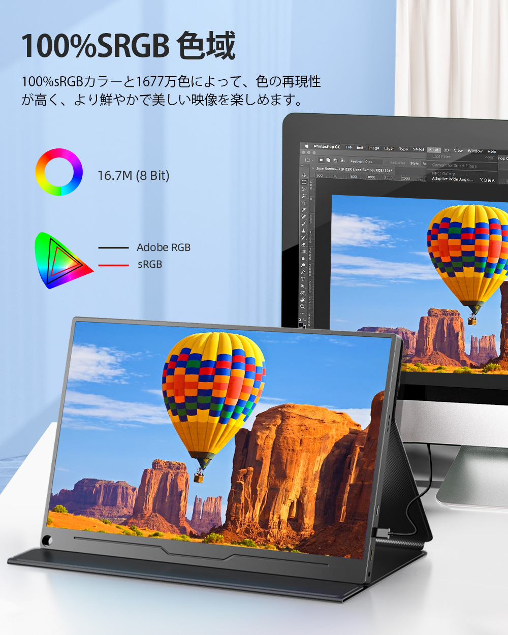 EVICIV モバイルモニター 15.6インチ 4K モバイルディスプレイ モニター HDMI/USB Type-C 自宅勤務 VESA  Switch/PS5/PC/iPhone/スマホ対応 HDR