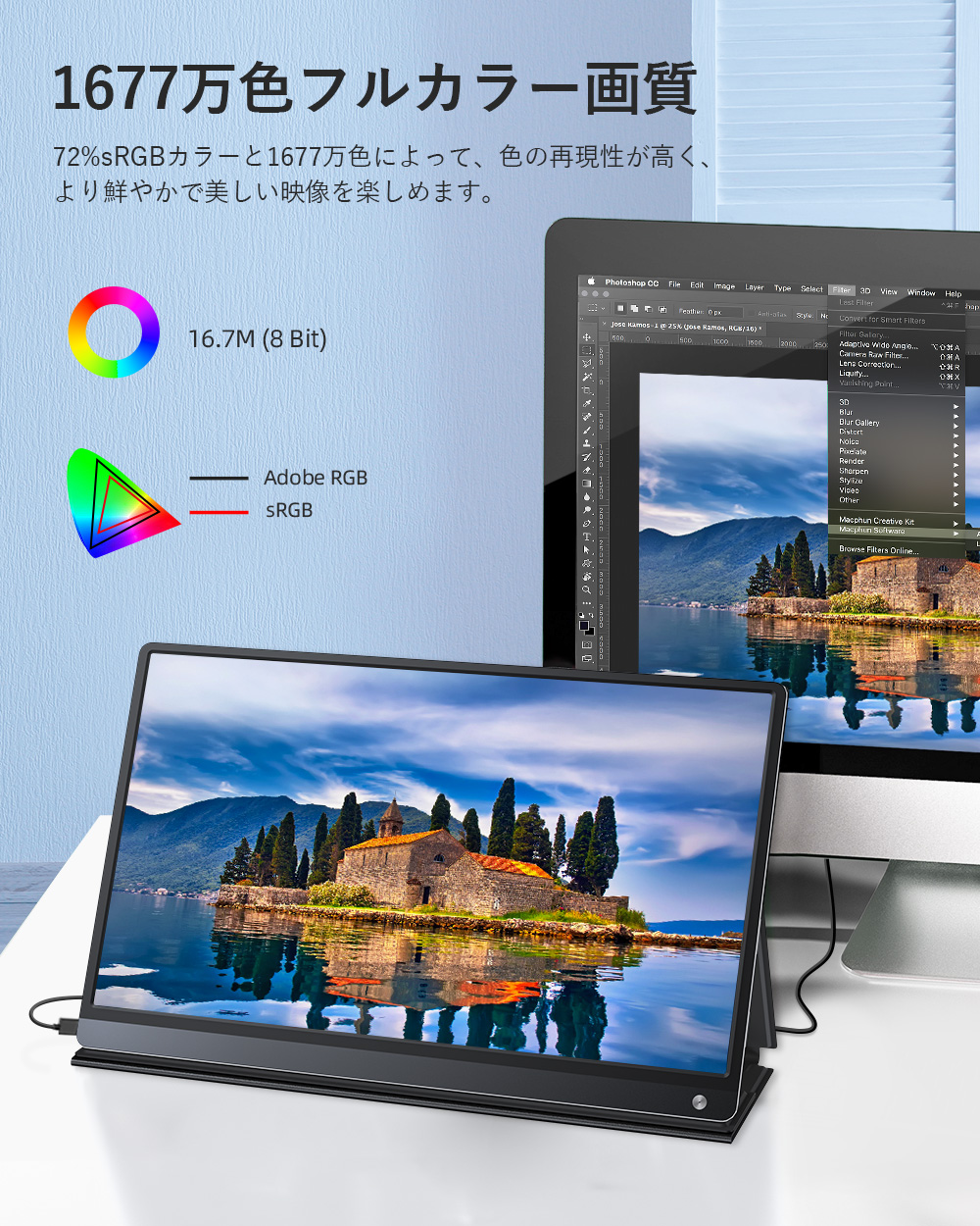 ＼11%OFF／EVICIV モバイルモニター モバイルディスプレイ モニター 15.6インチ フルHD バッテリー内蔵 タッチパネル mini  HDMI/USB Type-C ゲーム用 HDR