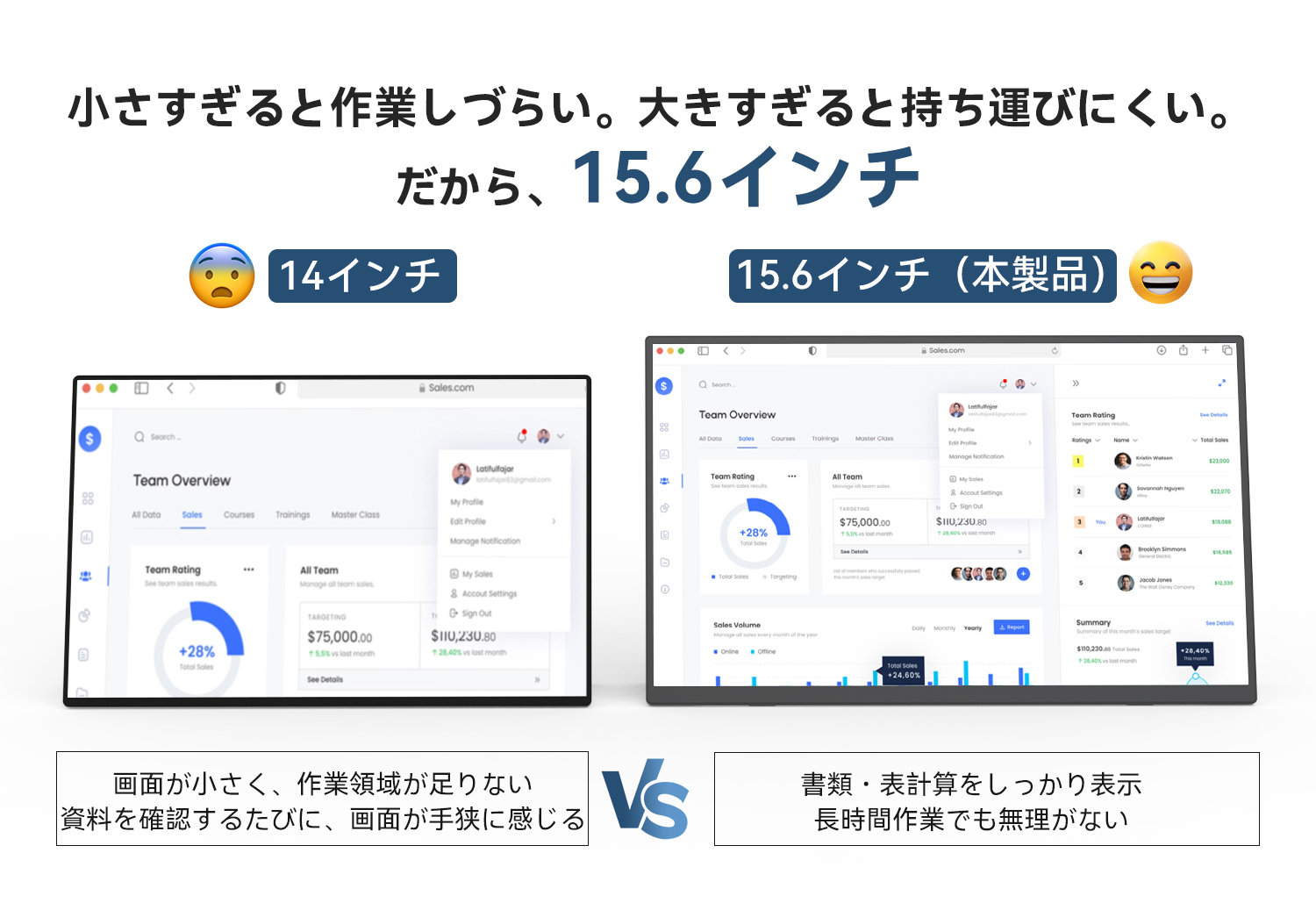 自立式スタンド 角度調整 2色 選べるタッチパネル モバイルモニター