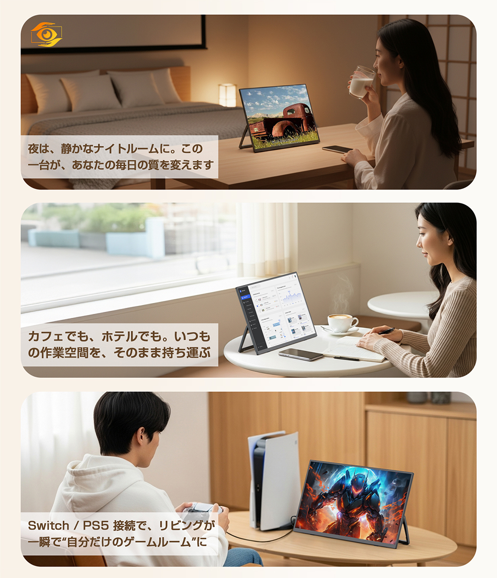 3Way接続／無線ディスプレイ モバイルモニター モバイルディスプレイ