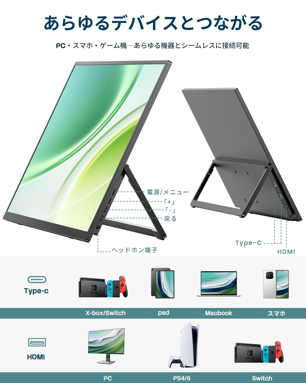 4Kタッチ式最新] EVICIV モバイルモニター ゲーミングモニター