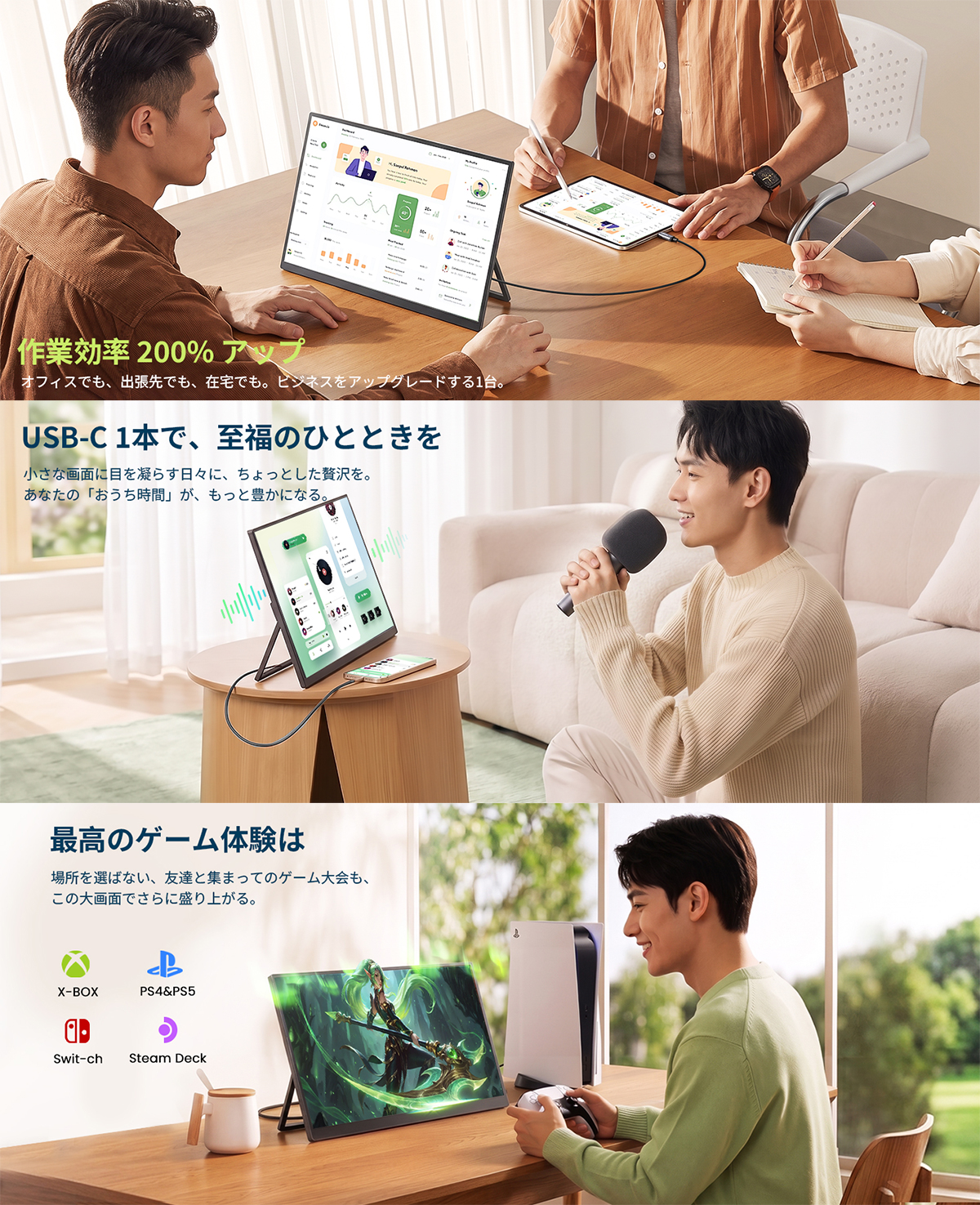 4Kタッチ式最新] EVICIV モバイルモニター ゲーミングモニター