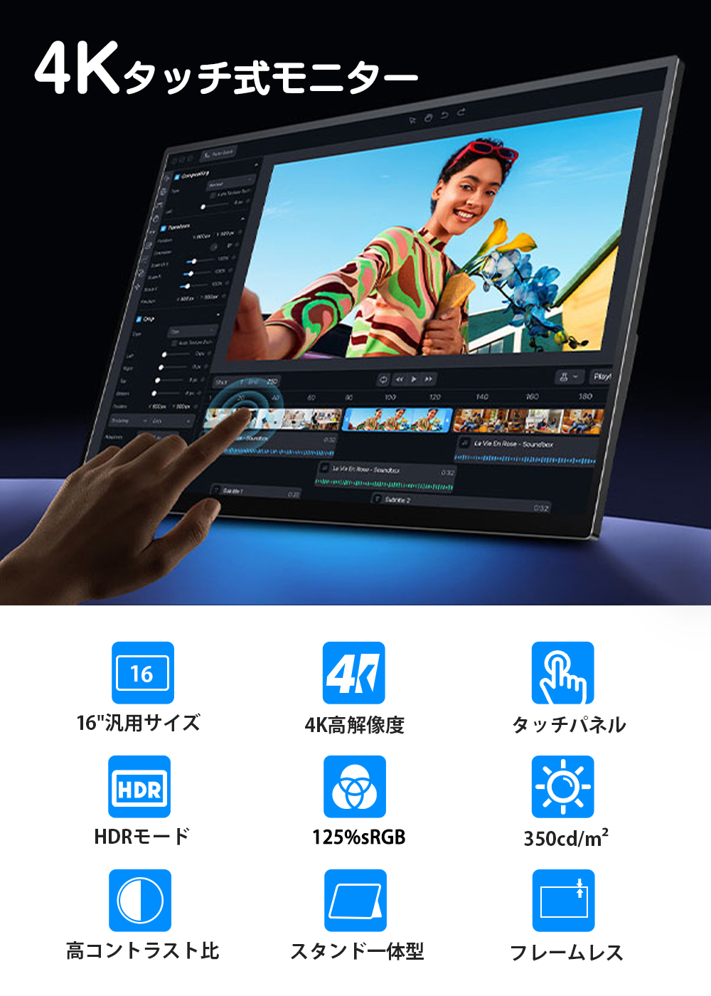 EVICIV モバイルモニター ゲーミングモニター 16インチ 4K