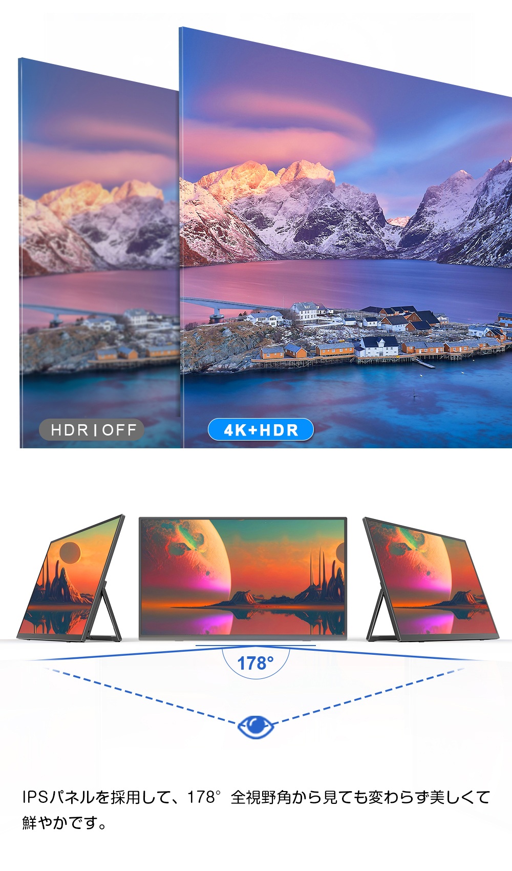 EVICIV モバイルモニター ゲーミングモニター 16インチ 4K
