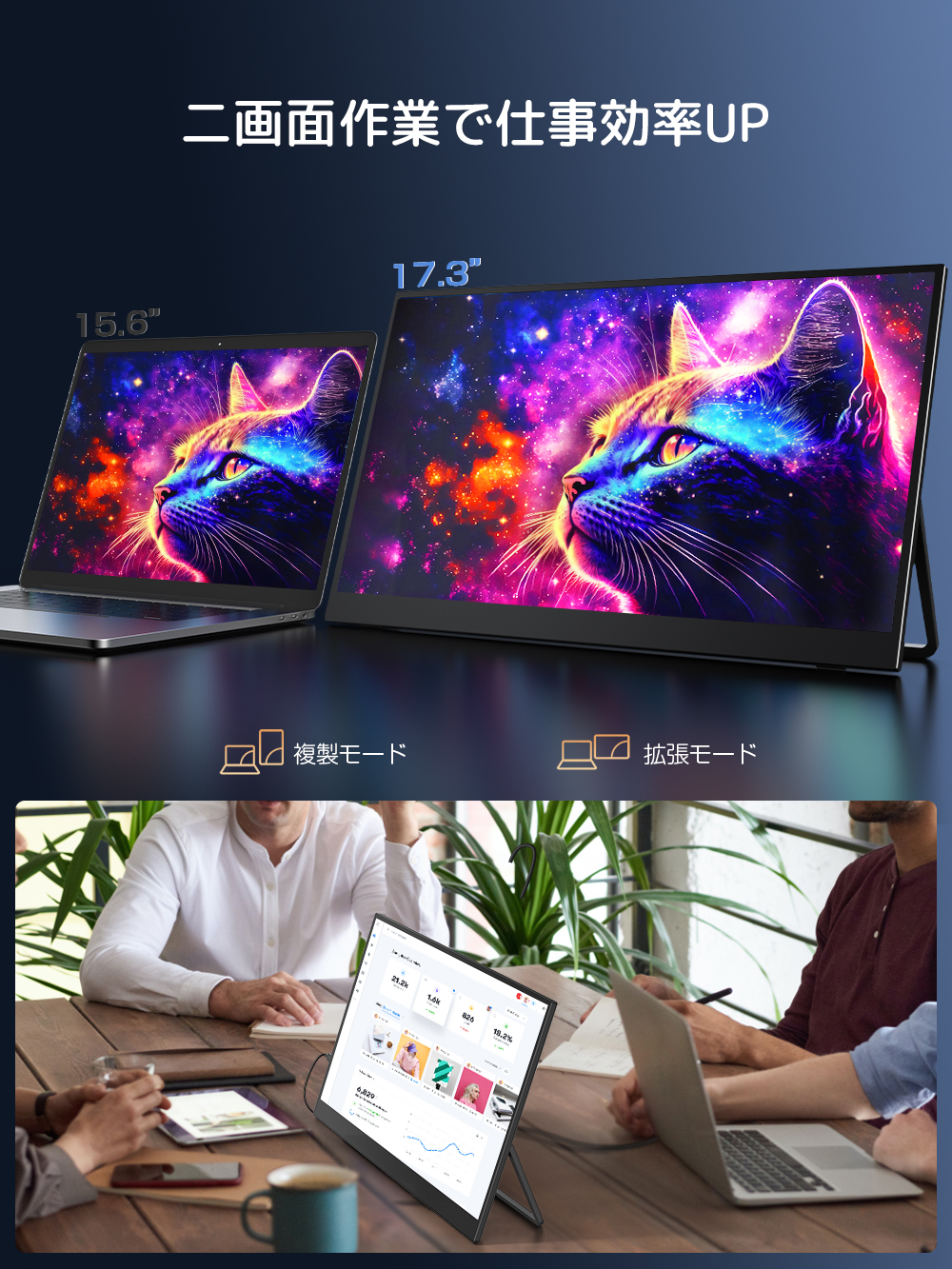 EVICIV 144HZ 2K WQHD 17.3インチ モバイルモニター ゲーミングモニター PCモバイルディスプレイ mini HDMI/Type-C VESA対応 自宅勤務 Switch/PC/iPhone対応 |  | 04