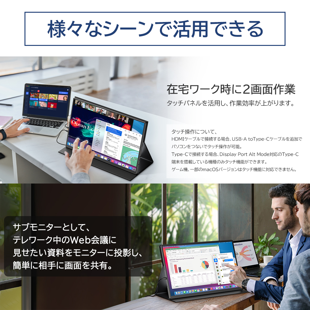 EVICIV 18.5インチ 120Hz 1080P タッチパネル モバイルモニター