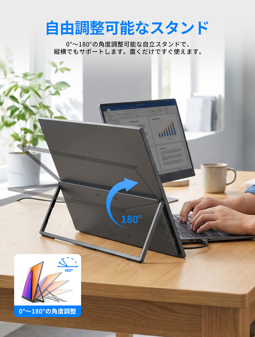 18.5インチ モバイルモニター 120Hz フルHD 100%sRGB ディスプレイ