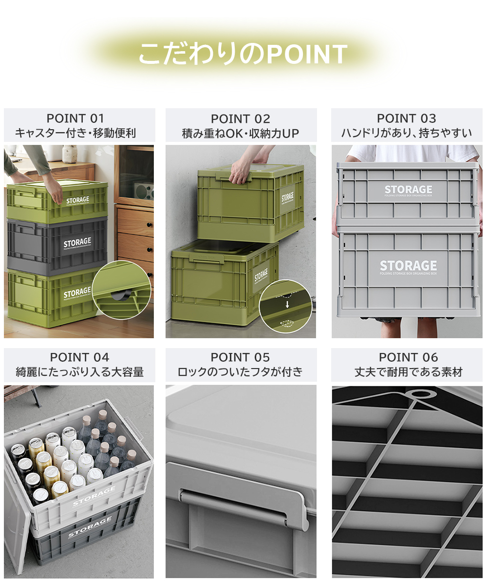 【1個買ったら、もう1個無料キャンペーン】 収納ボックス 収納ケース 折りたたみ 衣装収納 押し入れ クロゼット S L XL アウトドア 収納 フタ キャスター付 関連画像4