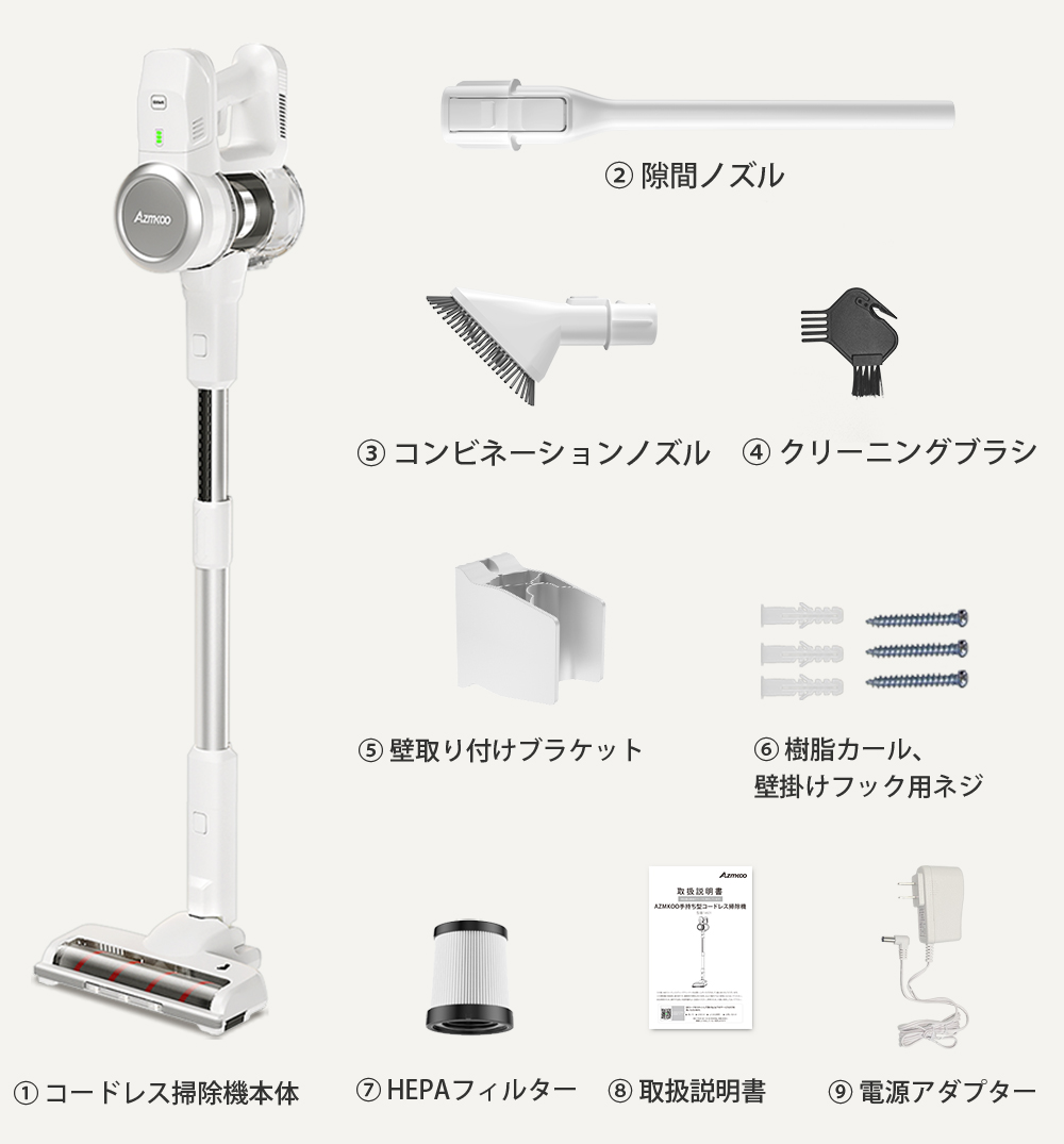 ＼3倍P・SALE／AZMKOO コードレス掃除機 26000pa強吸引力 サイクロン 掃除機 ハンディー スティッククリーナー 自走式クリーナー 充電式 1.3kg軽量 二年保証｜store-gon｜15