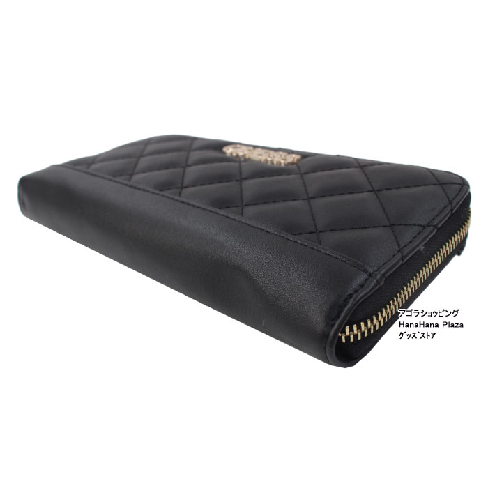 GUESS ゲス 財布 VG797046 BLACK ステッチデザイン ラウンド