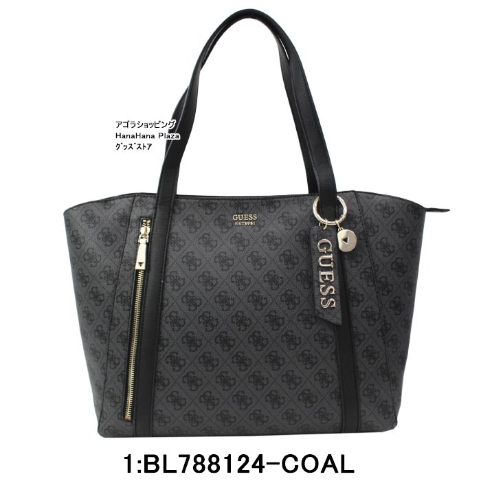 GUESS ゲス　ブラック ロゴ入り バッグ Guess ゲス ロゴ金具 2WAY トートバッグ レザー レディース