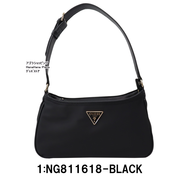 GUESS ブラックナイロンバッグ GUESS ゲス バッグ NG811618 BLACK ブラック ナイロン 三角