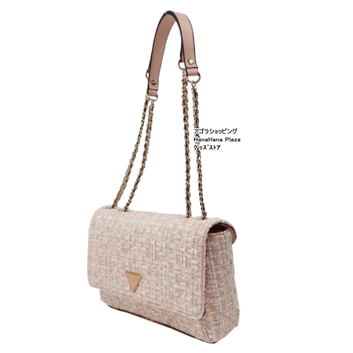 GUESS ゲス バッグ PT767921 PEACH ツイード ピンク チェーン