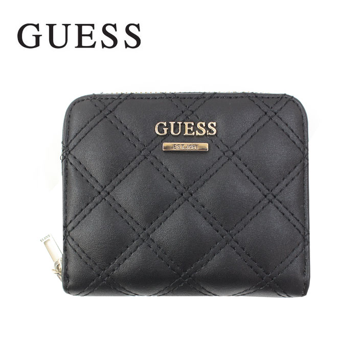 ゲス 財布 EV767937 BLACK GUESS ラウンドファスナー折財布 コンパクト ab-536800