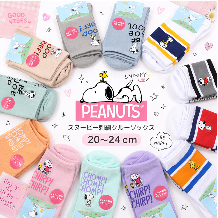 COACH x PEANUTS コーチ　スヌーピー　ソックス　2足セット　刺繍 SNOOPY（スヌーピー） 刺繍クルーソックス SN-857 20〜24cm