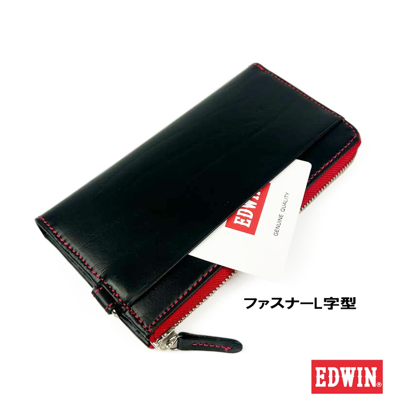 定価約20,000円　新品未使用　EDWIN エドウィン:Club Stripe EDWIN（エドウィン） 財布 0510598 長財布 L字ファスナー ボンデッド