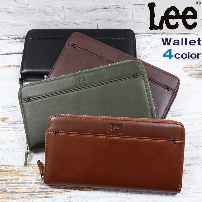 Lee（リー） 財布 0520691 長財布 本革 ラウンドファスナ クロス