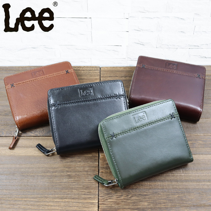 ブロンズ Lee リー リアルレザー 二折財布 フラップ 本革 0520233n Lee（リー） ブロンズ リアルレザー メダルカラー 二折財布 フラップ