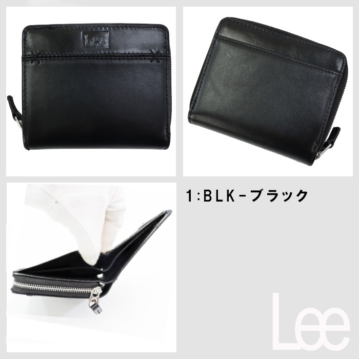 Lee（リー） 財布 0520693 二つ折り 本革 ラウンドジップ クロス